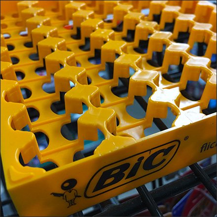 Bic Lighter Step-And-Repeat Tray Display