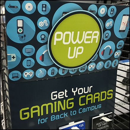 Power-Up Back-To-Campus Game Card Display
