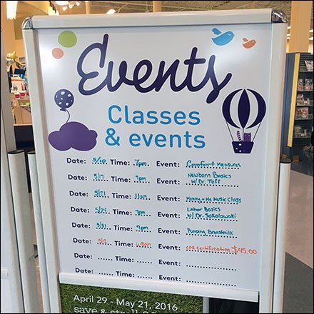 Events and Classes Whiteboard Entry Calendar