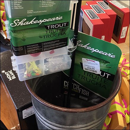 Galvanized Bucket Trout Fishing Display