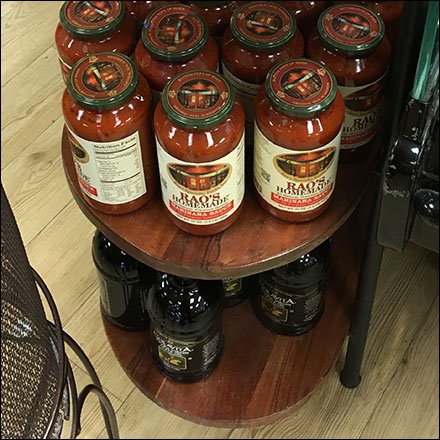 Round-End Side Table For Tomato Merchandising
