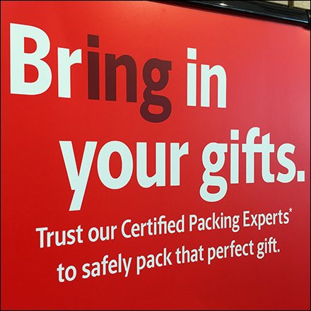 Bring In Your Gifts Dimensional Sign at UPS