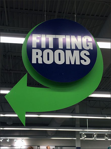 Fitting Room Directional Sign Ceiling Hung