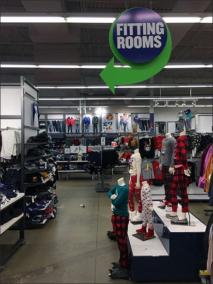 Fitting Room Directional Sign Ceiling Hung