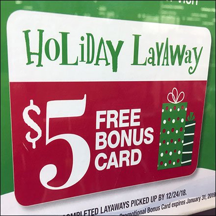 Holiday Layaway Bonus Card Instructions