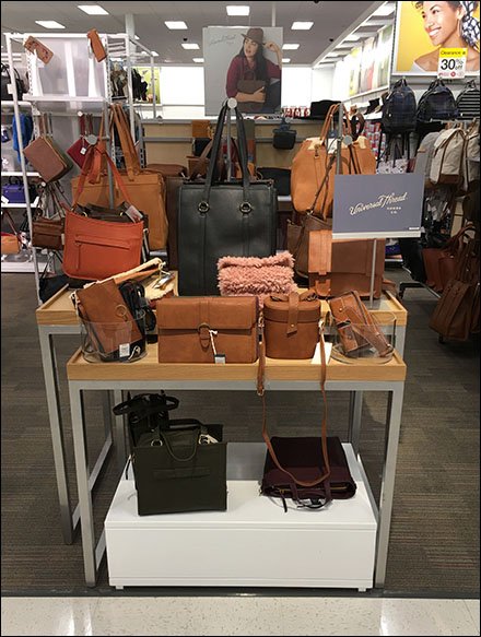 Universal Thread Trestle-Table Purse Display