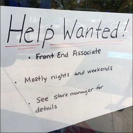 Hand-Witten Help Wanted Immediately Notice Feature