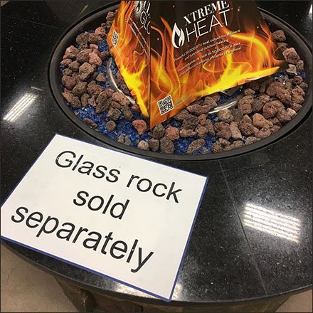 Firepit Glass Rock Sold Separately Sign