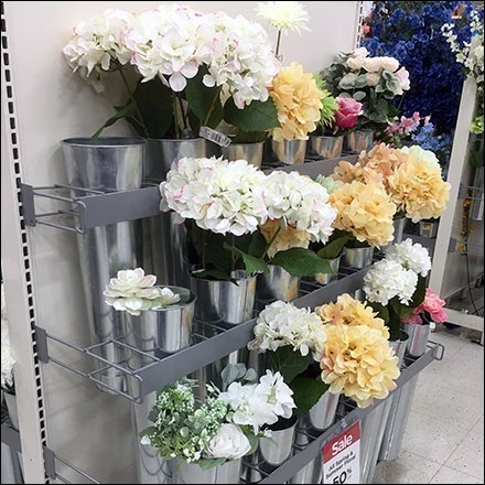 Galvanized Floral Vase Endcap Display