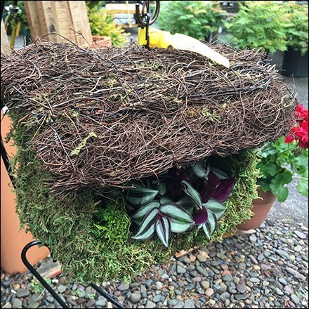 Rustic Thatched Birdhouse Planter Square