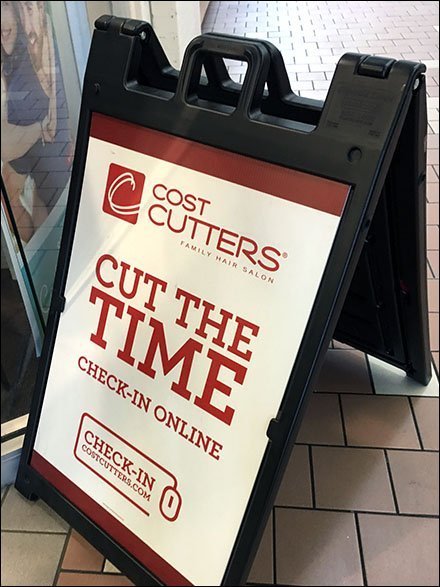 Cut Delay Check-In Online Sidewalk Sign