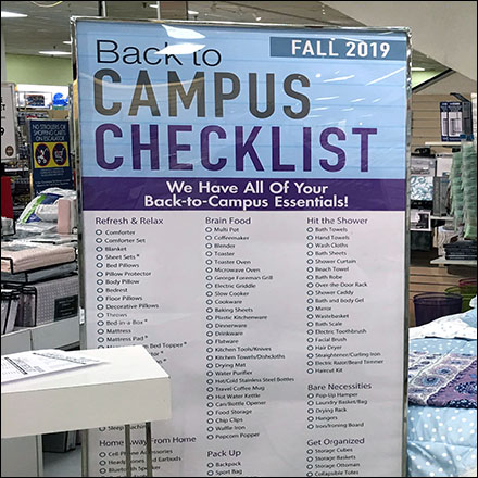Back-To-Campus Checklist Floorstand Sign