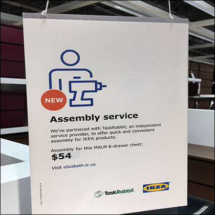IKEA New Assembly Service Ceiling Sign Feature