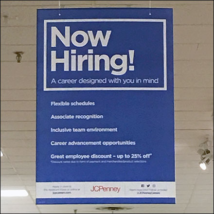 Now Hiring For Careers Ceiling Sign