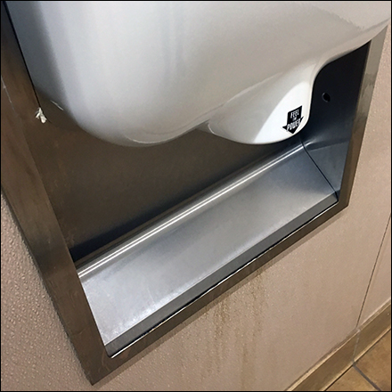 Recessed Restroom Hand-Dryer Splash-Guard