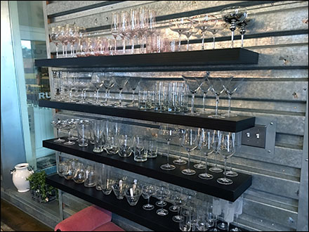 Corrugated-Sheet-Piling Glassware Display