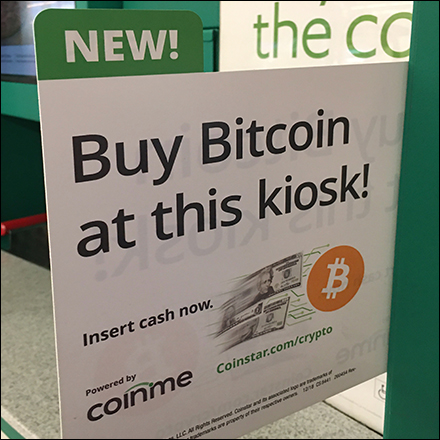 Coinstar Bitcoin Payout In-Store Promo Flag