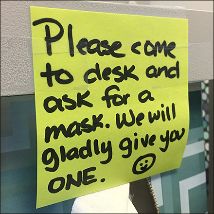 CoronaVirus Post-It-Note Mask Request