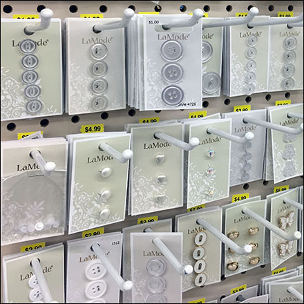 Carded-Button Pegboard Hook Array