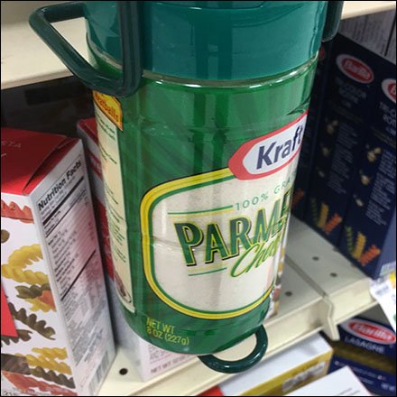 Gravity-Feed Shelf-Edge Parmesan Merchandiser