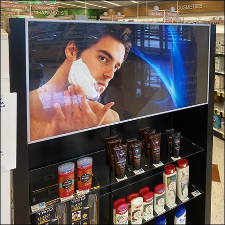 Shaving-Supplies Glass-Shelf Endcap Display