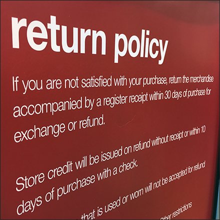 Store Entry Return Policy Sign Stand