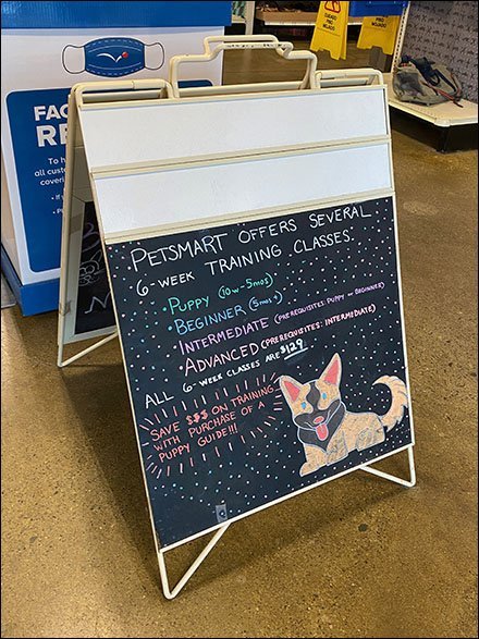 PetSmart Training Class Chalkboard Easel