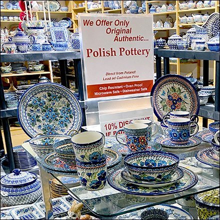 Authentic Polish Pottery Store Entry Display