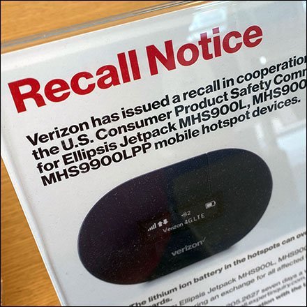 Table-Top Verizon Jetpack Recall Notice