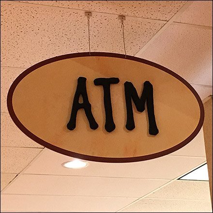 Ceiling-Hung ATM Locator Sign