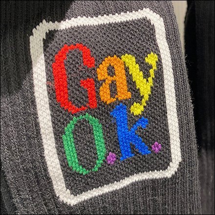 Queer Gay Okay Socks Display