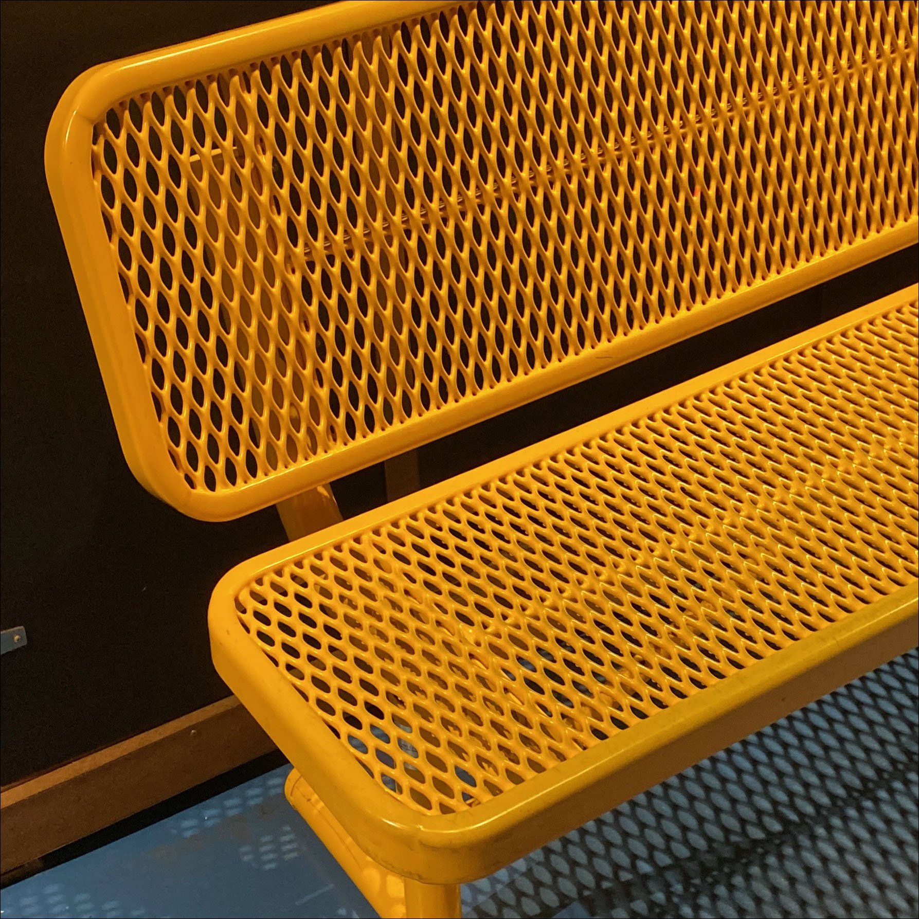Expanded Metal Backrest Bench in Yellow