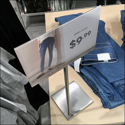 Skinny Jeans Table-Top Asymmetric Sign Stand
