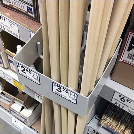 Wood Dowel Quiver Display for Pallet Rack