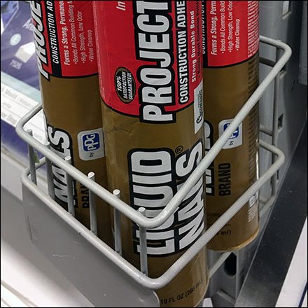 Liquid Nails Strip Merchandiser for Pallet Rack