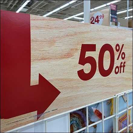 Deeply Discounted 50% Off Gridwall Endcap Display