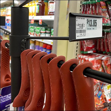 Frying Pan Unequal Scan Hook Facilitates Item Removal