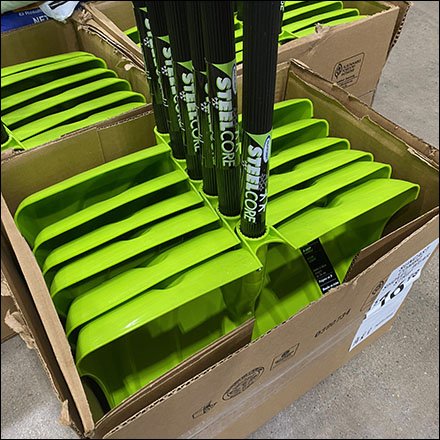 Informal In-Aisle Shovel Display Is Corraled By Corrugated