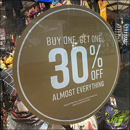 Hot Topic BOGO Discount Window Splat Says Almost Everything