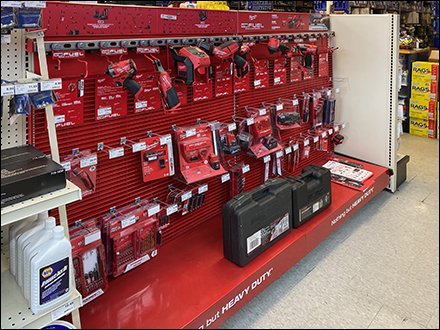 NAPA Milwaukee Power Tool Inline Display Features Bolted Bars