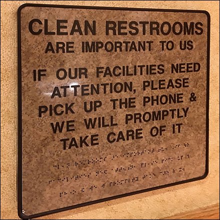 Wegman's Entry Cleanup Amenities Restroom Service Braille Request