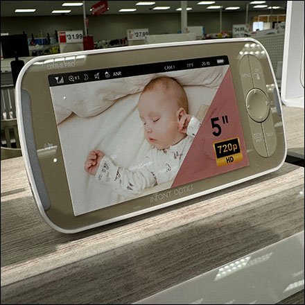 InFont Optics Baby Monitor Shelf Display Mimics R2D2