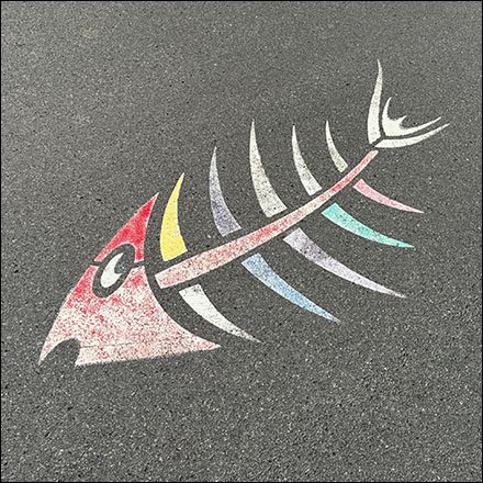 Artistic Icon Fish Follow Traffic Flow