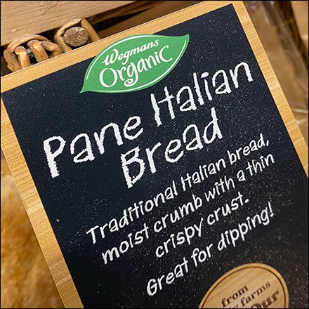Pane Italian Bread Sign Recommends Dipping