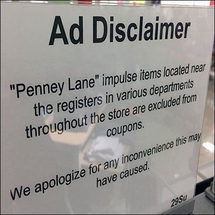 JCPenney Coupon Advertising Disclaimer Penny Lane
