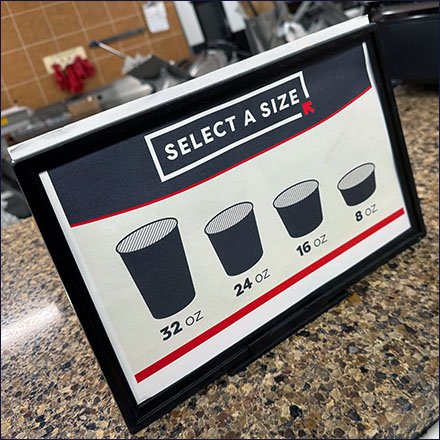 Countertop Visual Size Selection Comparison Sign