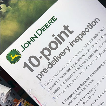 John Deere Delivery Checklist 10-Point Inspection Sign