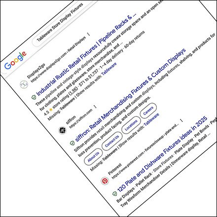 Google FixturesCloseUp Tableware Recommendations For Display