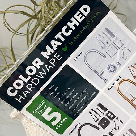 Color-Matched Hardware Choices Countertop Sign