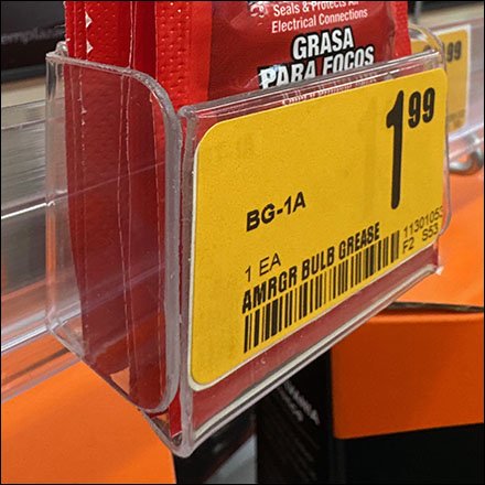 Label Strip Bulb Grease Miniature Merchandiser